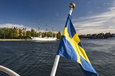 1024px View of Stockholm from the stern of a ferry boat